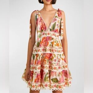 FARM Rio macaw bloom tie-shoulder mini dress